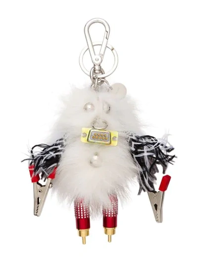 PRADA RUFUS FUR KEYCHAIN TRICK - 白色