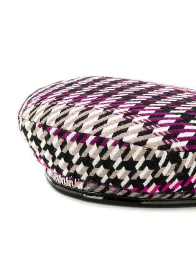 Shop Maison Michel Checked Print Hat In Pink