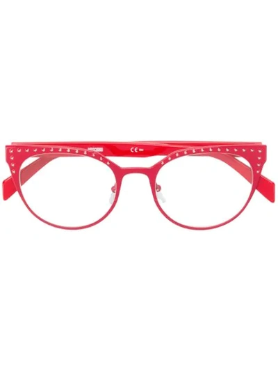 Shop Moschino Eyewear Cat Eye Frame Glasses - Red