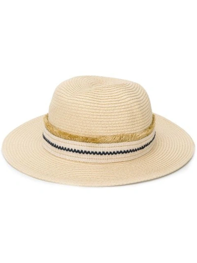 Shop Zeus + Dione Embroidered Band Panama Hat In Neutrals