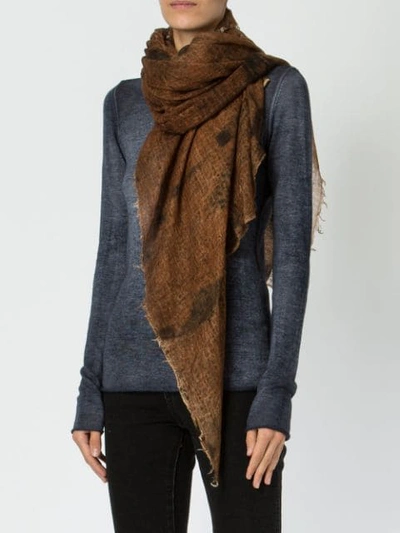 Shop Avant Toi Tie-dye Fringed Scarf - Brown