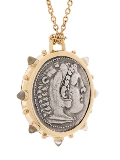 Shop Dubini 18kt Yellow Gold Alexander The Great Medallion Necklace In Silver