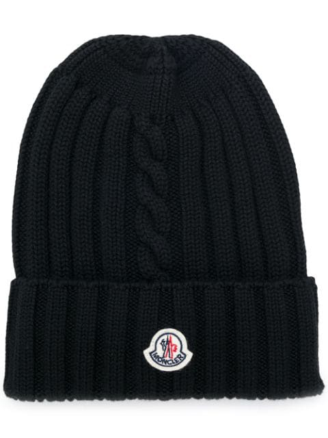 moncler black beanie hat