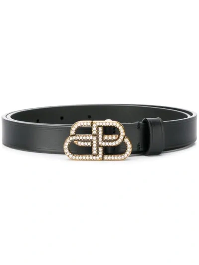 Shop Balenciaga Bb Buckle Belt In Black