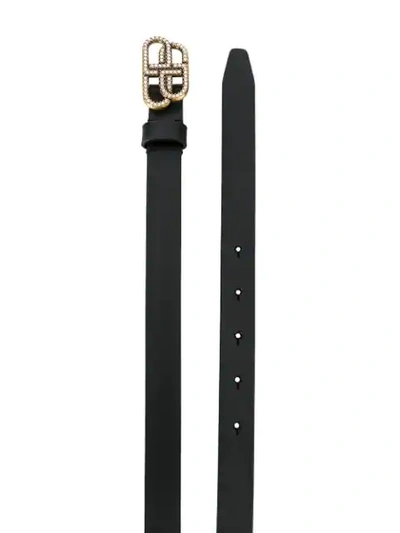 Shop Balenciaga Bb Buckle Belt In Black