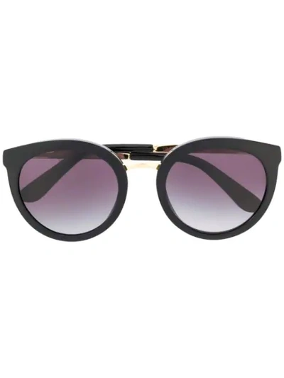 Dolce & Gabbana Round Frame Sunglasses In Black