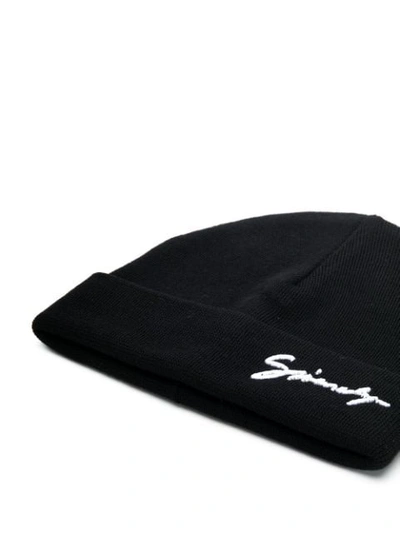 GIVENCHY LOGO EMBROIDERED BEANIE - 黑色