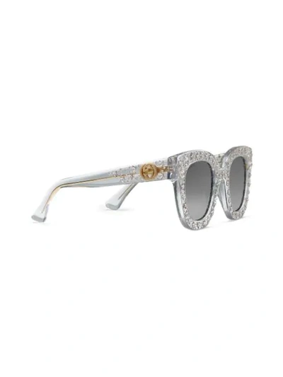 Shop Gucci Embellished Cat-eye Sunglasses In Blue