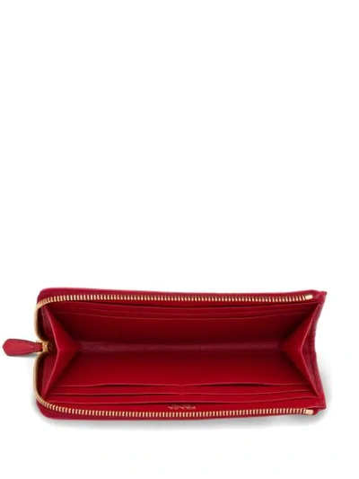 Shop Prada Logo Plaque Large Wallet In Red