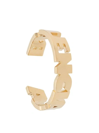 Shop Balenciaga Logo Lettering Cuff In Gold