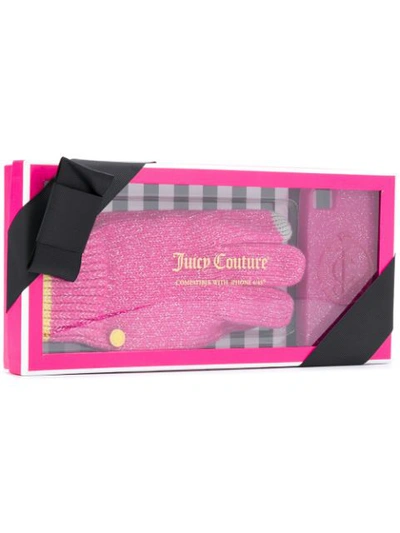 Shop Juicy Couture Glittered Gloves And Iphone 4 Case In Pink