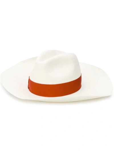 Shop Borsalino Sophie Panama Hat In White