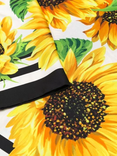 Shop Dolce & Gabbana Silk Sunflower Scarf In Black