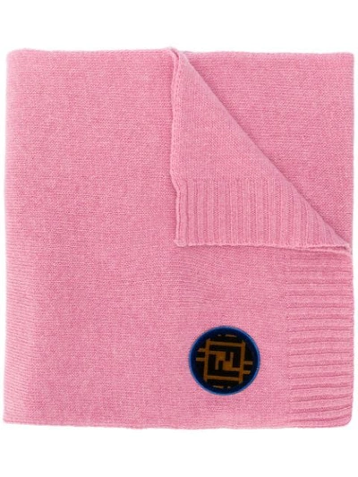 Shop Fendi Logo Patch Scarf - Pink