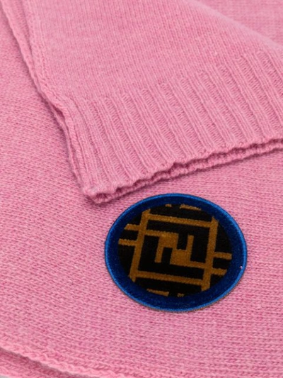 Shop Fendi Logo Patch Scarf - Pink
