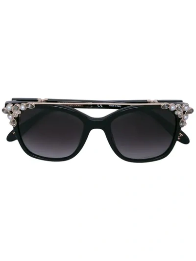 Shop Carolina Herrera Embellished Sunglasses - Black