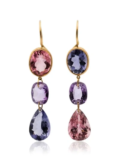 Shop Marie Helene De Taillac Multicoloured Gemstone Drop Earrings