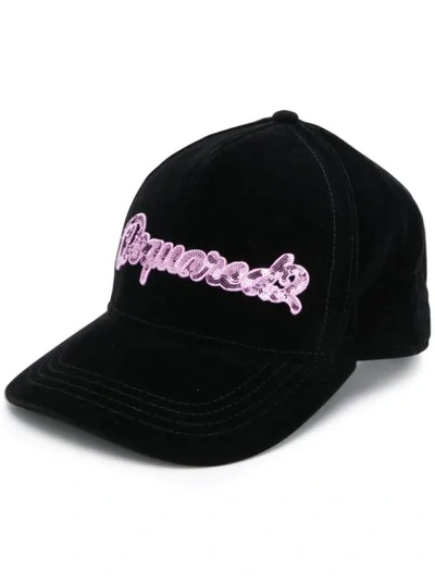 Shop Dsquared2 Embroidered Logo Baseball Cap In Black
