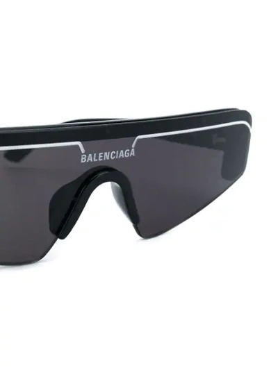 Shop Balenciaga Ski Rectangular-frame Sunglasses In Black