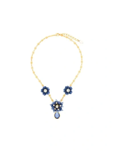 Shop Dolce & Gabbana Flower Necklace In Metallic