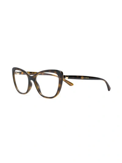 Shop Dolce & Gabbana Eyewear Cat-eye Tortoiseshell Glasses - Brown
