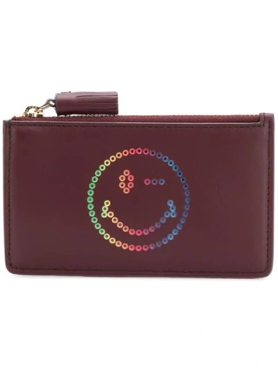 Shop Anya Hindmarch Wink Zipped Card Key Case Rainbow Purse - Red