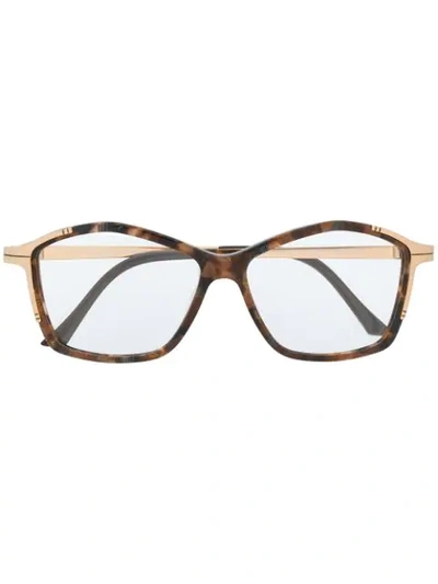 Shop Cazal Square Frame Glasses In Brown