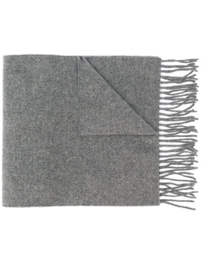 Shop Vivienne Westwood Fringed Logo Scarf - Grey