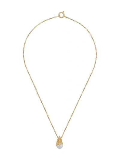 Shop Alan Crocetti Heat Pearl Necklace In Gold