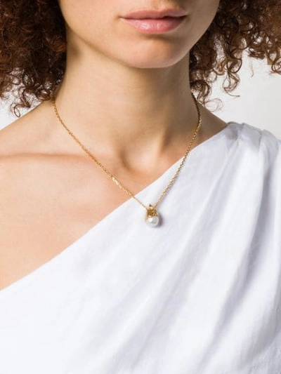 Shop Alan Crocetti Heat Pearl Necklace In Gold