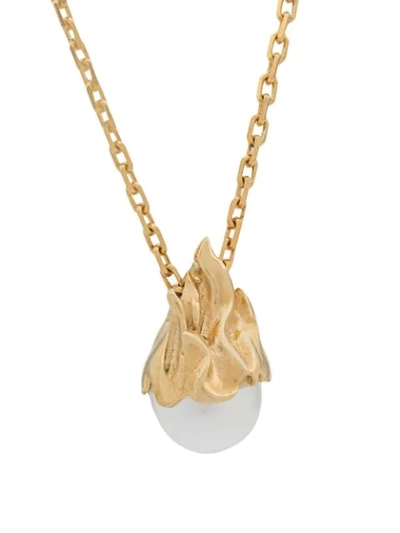 Shop Alan Crocetti Heat Pearl Necklace In Gold