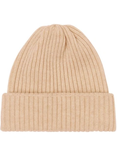 Shop Burberry Gerippte Beanie In Neutrals