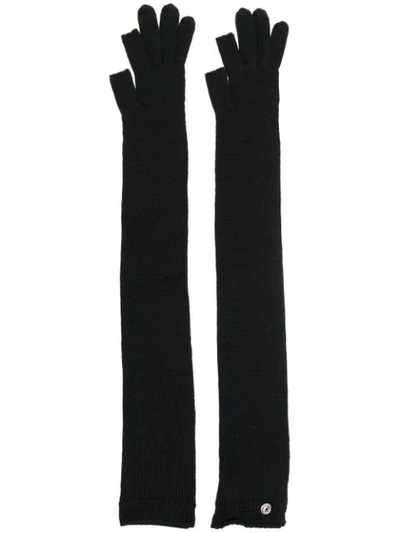 Shop Rick Owens Cable Knit Gloves In 09 Black