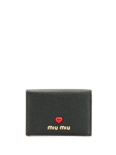 Shop Miu Miu Heart Detailed Cardholder In Black