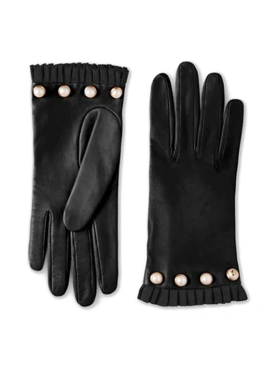 Shop Gucci Studded Leather Gloves In Black