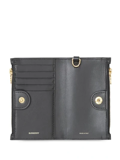Shop Burberry Monogram Motif Leather Wallet With Detachable Strap In Black