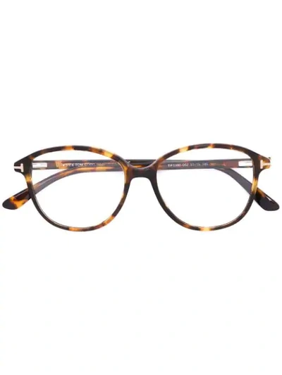 Shop Tom Ford Eyewear Round Frame Glasses - Brown