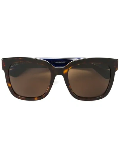 Shop Gucci Tortoiseshell Square Sunglasses In Multicolour