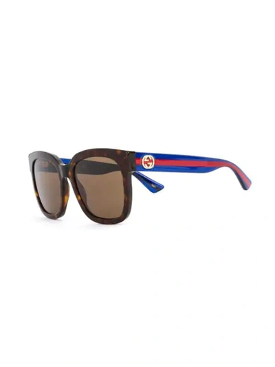 Shop Gucci Tortoiseshell Square Sunglasses In Multicolour