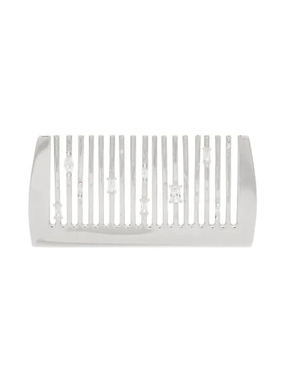 Shop Yvmin Crystal-embellished Comb Hair Slide In Silver