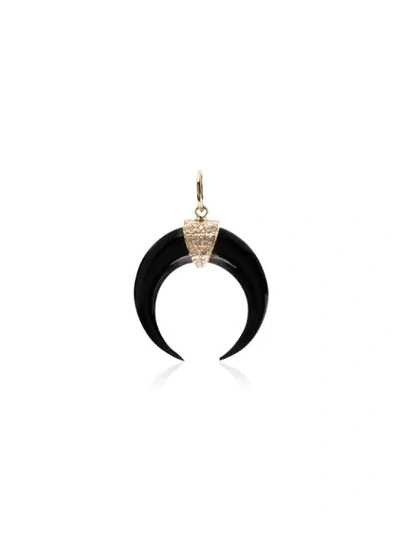 Shop Jacquie Aiche 18kt Yellow Gold Mini-horn Diamond Charm In Yellow Gold/black