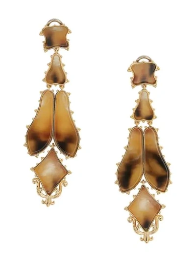 Shop Burberry Clip-on Drop Earrings In Gold