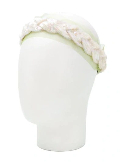 Shop Gucci Sequin Embroidered Headband In White