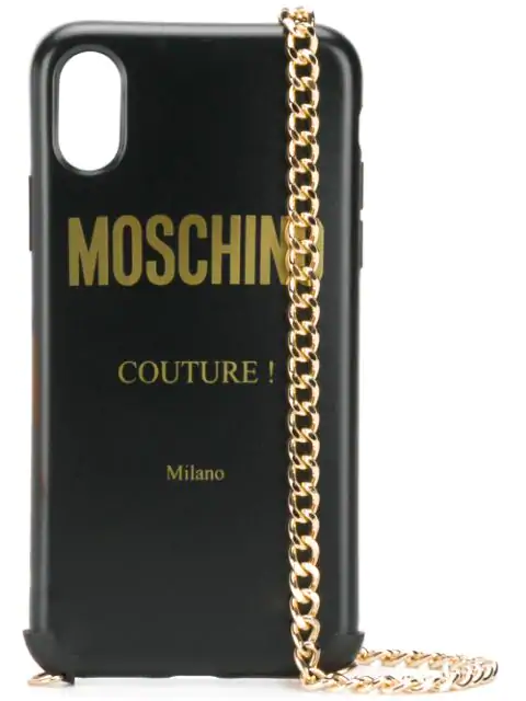Moschino Fantasy Print Iphone X Xs Case With Chain In Black Modesens
