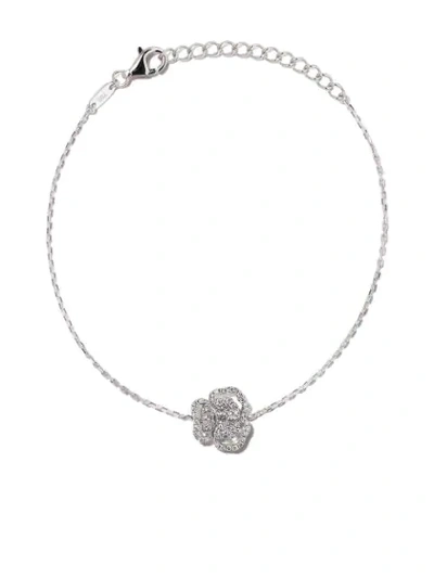 Shop As29 18kt White Gold Roselia Flower Small Diamond Bracelet In Silver