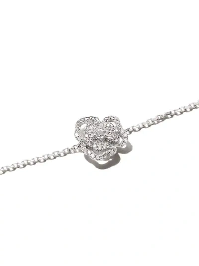 Shop As29 18kt White Gold Roselia Flower Small Diamond Bracelet In Silver