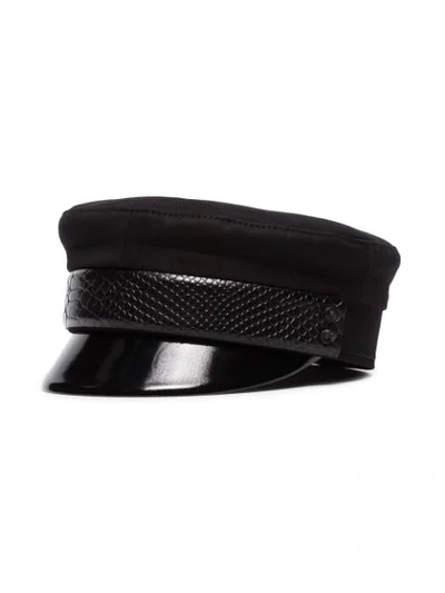Shop Ruslan Baginskiy Embossed Baker Boy Hat In Black