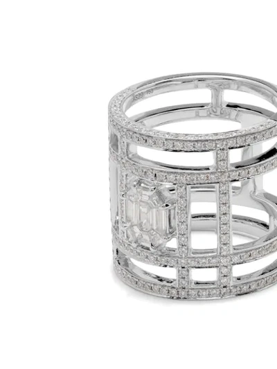 Shop As29 18kt White Gold Illusion Tube Pave Diamond Ring In Silver
