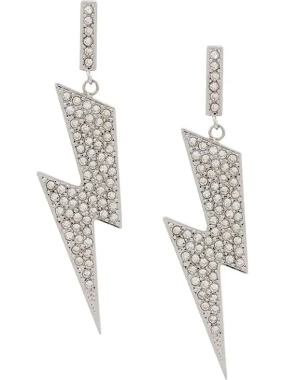 Shop Isabel Marant Flash Embellished Earrings In Silver