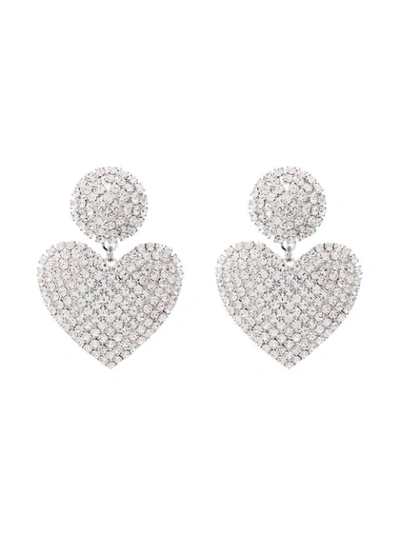 Shop Alessandra Rich Embellished Heart In 001 Crystal